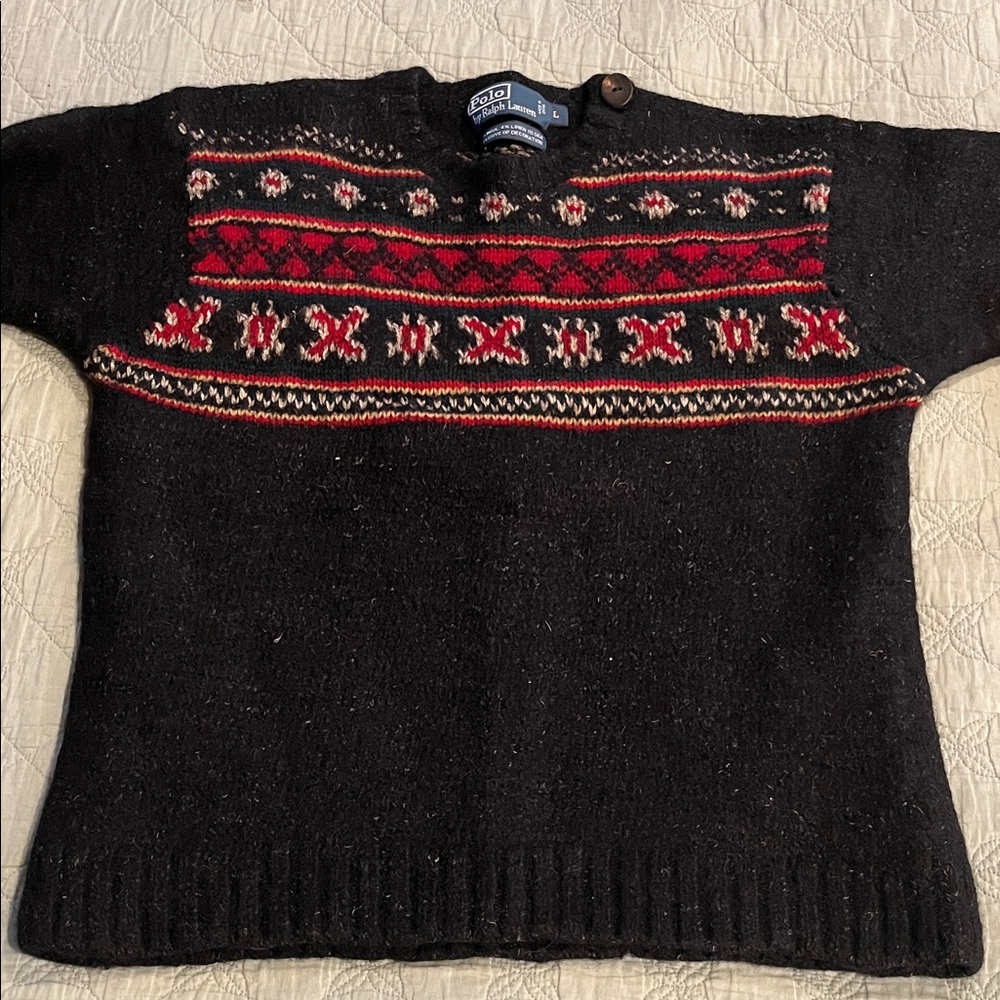 Ralph Lauren Black and Red Wool Sweater - Picture 2 of 14